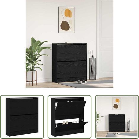 Rangement chaussures - Cabinet à chaussures avec étagère Chêne noir 80 x 21 x 87,5 cm (1/5)