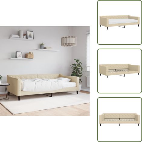 vidaXL Tagesbett mit Matratze Creme 100x200 cm Stoff (1/5)