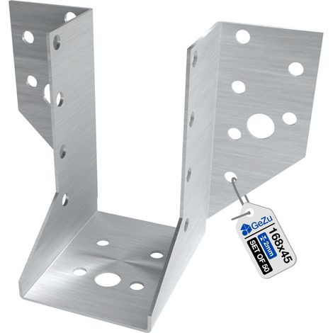 Lot de 50 Sabots de poutre Type A 45 x 168 x 2 mm – Galvanisés – Raveeldrager Balkschoen – Connecteurs de poutre bois – GeZu Impex
