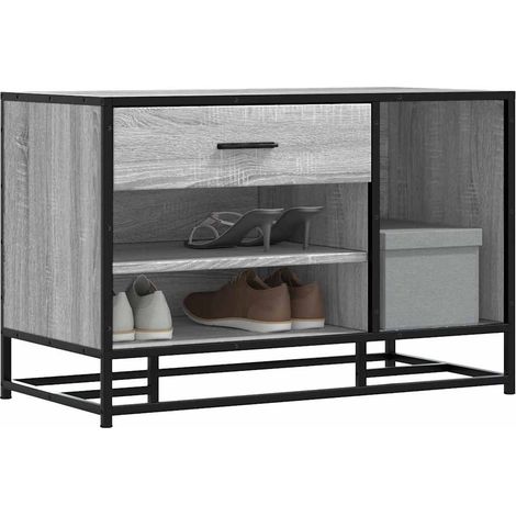 Schuhbank Grau Sonoma 80x40x53,5 cm Holzwerkstoff und Metall