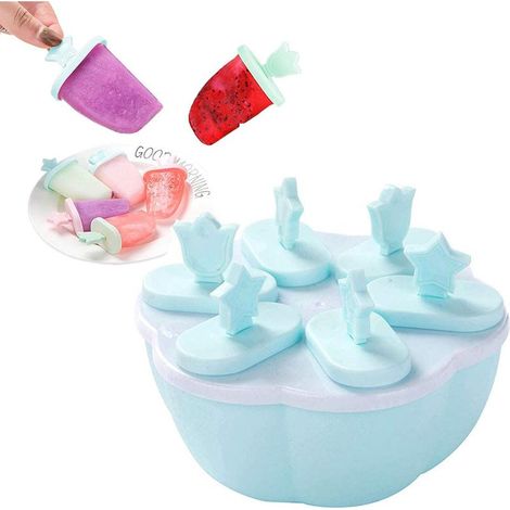 Eisform am Stiel – 6 Mulden – BPA-freier Polypropylen-Kunststoff – Für Saft, Joghurt, Püree – Wiederverwendbar – Mit integrierten Stielen (1/5)