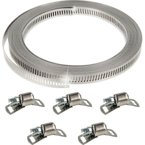 tecuro Schlauchschellen Endlosband Set: 5 Meter, Bandbreite 9 mm, inkl. 5 Schlösser