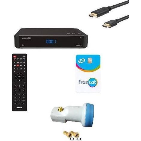 ASTON Récepteur TV satellite HD Connect + Carte Viacess Fransat PC6 + Câble HDMI + LNB -HD ME