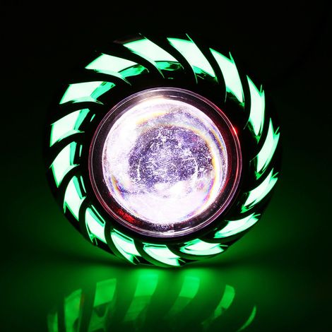 Motorrad-LED-Scheinwerferlinse Projektor Mono Halo Angel Eye Demon Fernlicht Grün (1/5)