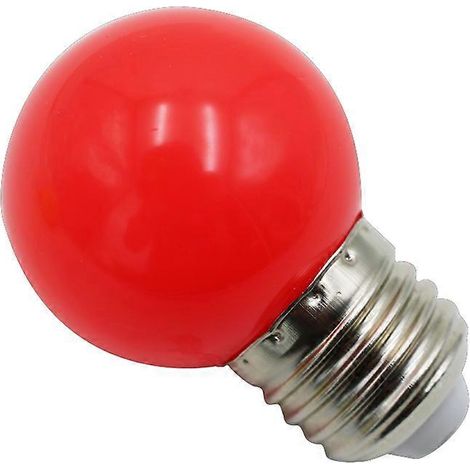 Ampoules LED E27 - Globe LED givré E27 1W, couleur blanc/rouge/vert/bleu/jaune, 220V - 1 pièce (rouge) (1/5)