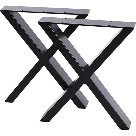Set of 2 Metal Table Bench Legs Frames X-Shape Steel Base Stands, 50x71CM