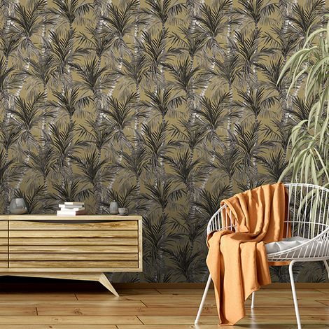 Papier peint palmier irisé 53x1000cm (1/4)