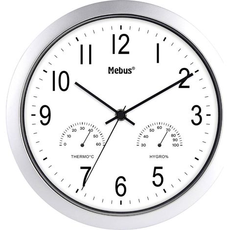Mebus 06992 Quarzo Orologio da parete 25.5 cm Argento