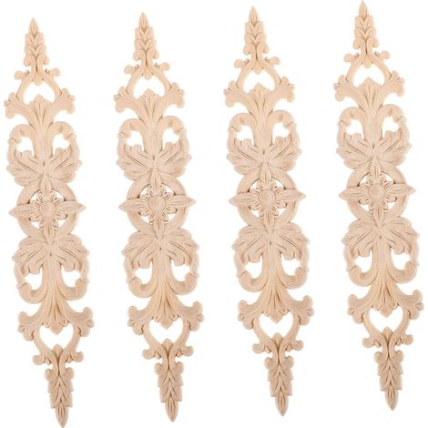 Appliques Décoratives en Bois D’hévéa, Lot de 4, Style Classique, pour Fenêtre et Miroir, Décoration de Meubles à Domicile (1/5)