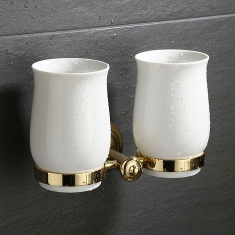 PaulGurkes Gobelet de Bain en Or Céramique Double Support Antique Rétro (1/3)