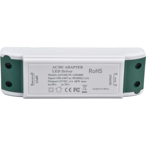 Alimentation LED 12V DC 48W 4A Courant Constant Transformateur AC100‑240V pour Bandes LED