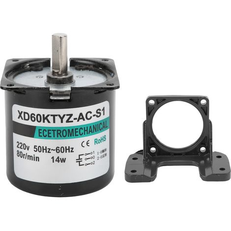 Moteur Miniature Synchrone AC à Aimant Permanent avec Réducteur de Vitesse et Arbre Excentrique 80 tr/min 220V (1/5)