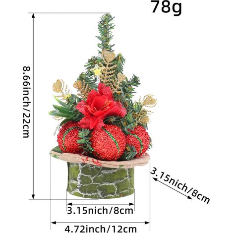 Arbre De Noël Miniature - Boules De Noël Et Aiguilles - Décoration De Bureau - Simulation D'Arbre De Noël - 1 Pièce (1/4)