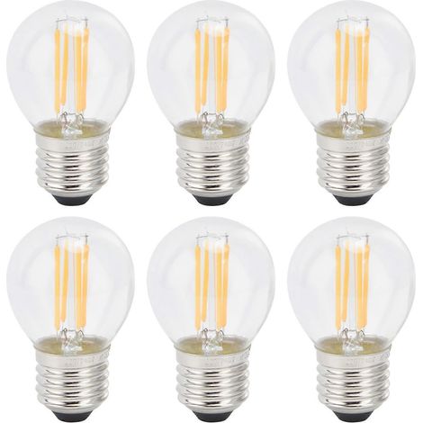 Confezione da 6 lampadine LED G45 E27, 6W, vetro trasparente, stile vintage, luce calda, dimmerabili, 540 lm, compatibili con portalampade E27 standard. - AquaForge (1/5)