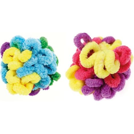 Set da 2 palline per gatti curly ball multicolore 5 cm