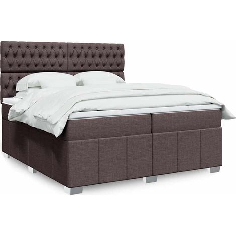 Boxspringbett mit Matratze Dunkelbraun 200x200 cm Stoff