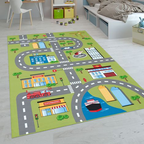 Paco Home Tapis Enfant, Tapis Poils Ras Chambre Enfant Différents Designs Tapis Jeu Coloré 240x340 cm, Vert 3 (1/5)