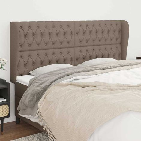 Tête de lit avec oreilles Style Classique Armoire de lit - Taupe 183x23x118/128 cm Tissu BV631719 - BonneVie (1/5)