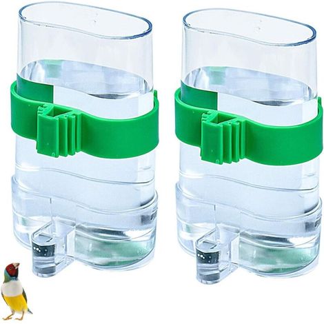 2 Pièces Distributeur d'animaux de Compagnie Parrot avec Pince à Cage Abreuvoir Automatique pour Oiseaux Distributeur Automatique Nourriture/Eau Mangeoire à Oiseaux en Plastique Transparent pour Cage-