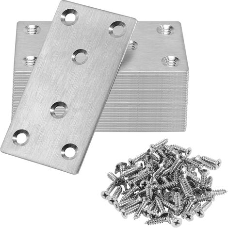 Lot de 20 équerres fixes en acier inoxydable avec vis plates (1/5)