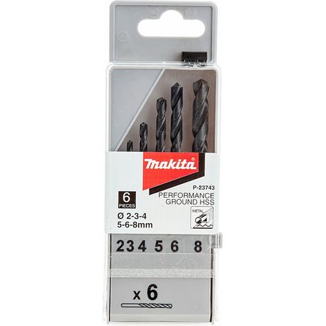 Makita P-23743 Straight Shank Deltagon Metal Drill Bit Set 6 Piece 2 - 8mm Bits