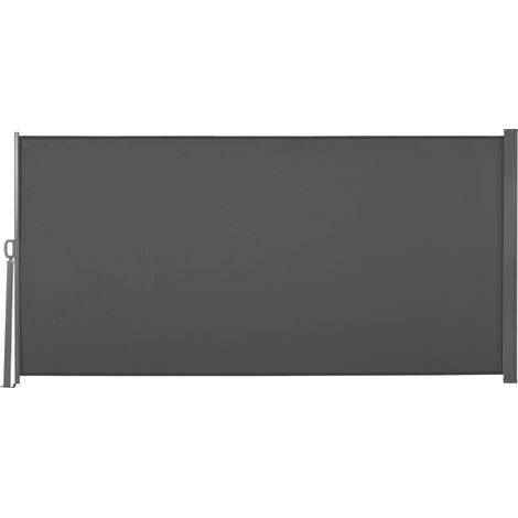 Store latéral brise-vue paravent rétractable 3 x 1.6 m métal polyester imperméable anti-UV haute densité 180 g/m² gris