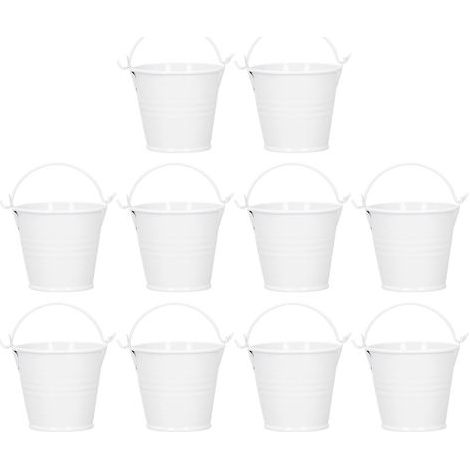 Mini Pot de fleurs pour plantes succulentes, 10 pièces, petit seau en métal pour décoration intérieure et extérieure, blanc, 4x5,5x6cm (1/5)