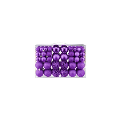 Set di palline di Natale, 100 pezzi, decorazioni natalizie scintillanti e festive per albero di Natale con ganci per feste di Natale e matrimoni (viola) - Crezuo