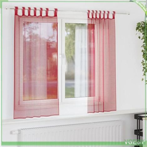 4102246 Rideaux en voile avec passe-tringles 2 pcs rouge bordeaux (1/5)