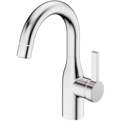 Rubinetto per lavello da cucina, rubinetto girevole a 360°, miscelatore con beccuccio alto, rubinetto per bagno o piccola cucina, cromato (1/4)