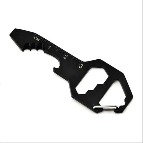 Décapsuleur multifonctionnel Acier au titane non décoloré type de carte multifonctionnel outil extérieur porte-clés corde tressée tournevis noir-B1 (1/3)