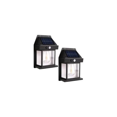 2 pièces projecteurs solaires extérieurs avec capteur de mouvement, 3 modes d’éclairage (veilleuse/sensible au mouvement/continu), étanches IP65, idéaux pour jardin, cour, terrasse, clôture et décorat (1/5)