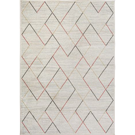 Tapis contemporain beige en polyester douceur et élégance salon - Beige sable doux contemporain (1/4)
