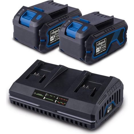 Starterkit mit 2x 20V 4.0Ah Akkus und dualem 2.4A Ladegerat ixes Serie Scheppach