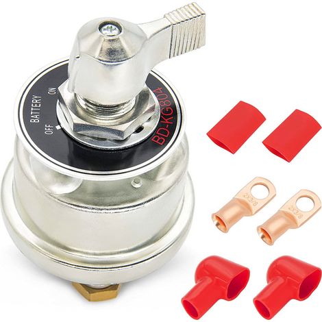 BRAVIX 2x Coupe Batterie 12V-24V, 300A Interrupteur Isolateur de Batterie avec Bornes en Cuivre, Commutateur de Batterie pour Voitures Camions Camping-Cars Bateaux (1/5)