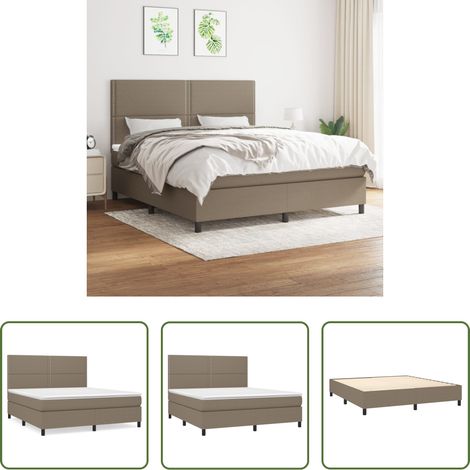 vidaXL Kopfteil - Boxspringbett mit Matratze Taupe 180x200 cm Stoff (1/5)