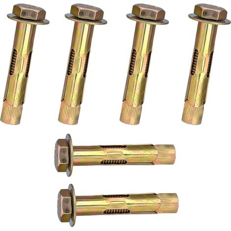6 Vis à expansion M10 x 80 mm, Boulon d'ancrage acier zingué, Fixation murale béton maçonnerie (1/5)