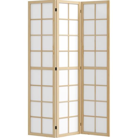 3-teiliger Paravent aus Kiefernholz und Stoff, faltbar, 120 x 170 cm (1/5)