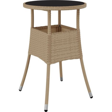 Maison Exclusive - Gartentisch Ø60x75 cm Hartglas und Poly Rattan