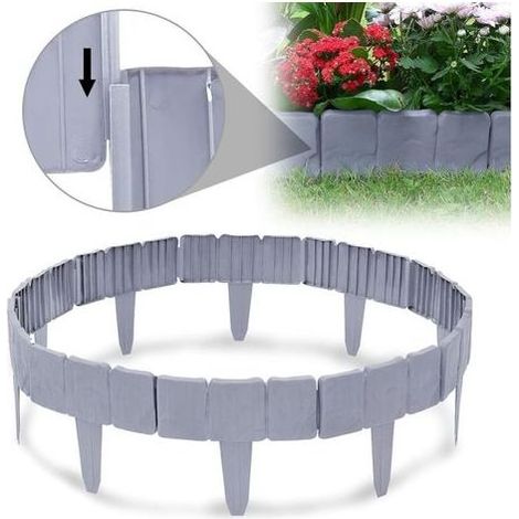 Bordures de Jardin 5 m, Bordure de pelouse en Plastique, Bordure de Gazon Clôture Effet, Aspect Pierre 25 cm x 23 cm - Gris (1/5)