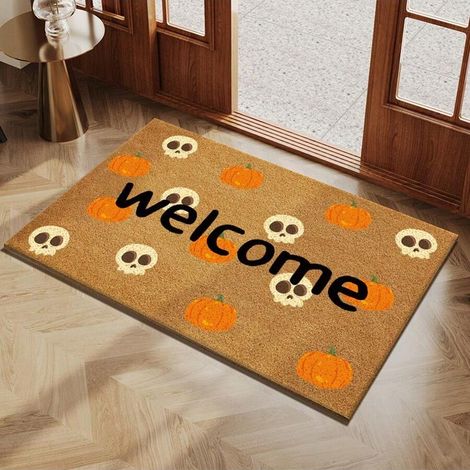 Paillasson festif, tapis d'entrée, tapis antidérapant, grattoir de porte pour enlever la boue et la saleté - 40 x 60 cm - Bienvenue - B (1/3)