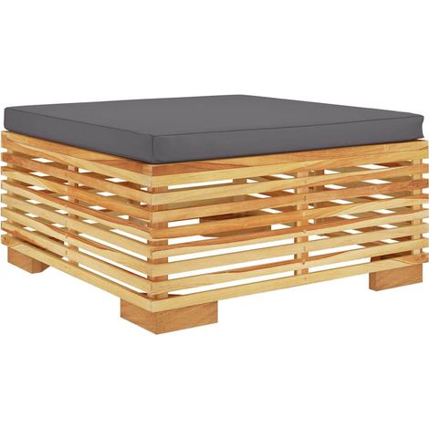 Maison Exclusive - Gartenhocker mit Dunkelgrauen Kissen Massivhol (1/5)