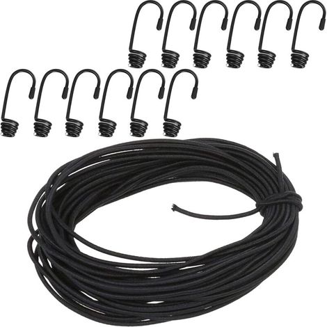 Corde Élastique 4mm x 20m avec 12 Crochets pour Bâche et Transport Sécurisé (1/4)