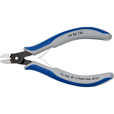 KNIPEX 79 02 125 Präzisions-Elektronik-Seitenschneider mit Mehrkomponenten-Hüllen brüniert 125 mm