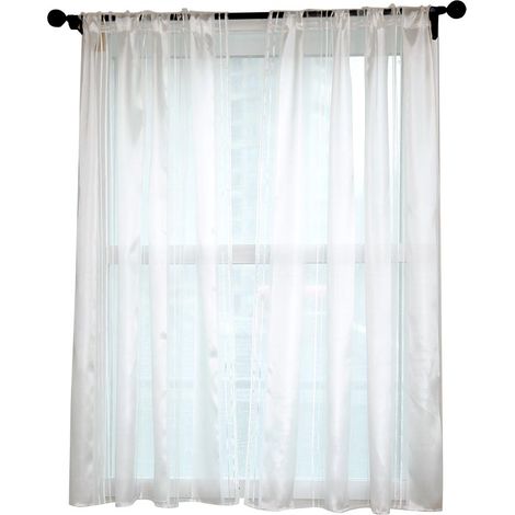 Rideau Voile En Polyester Style Moderne Pour Chambre Et Salon Décoration Fenêtre Blanc 1 Pièce (1/5)