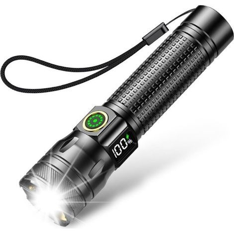 Rechargeable LED Flashlight, Ultra-Powerful Tactical Aluminum LED Flashlight, 3 Lighting Modes & Zoomable for Camping/Hiking/Emergency/Power Outage (1/4)