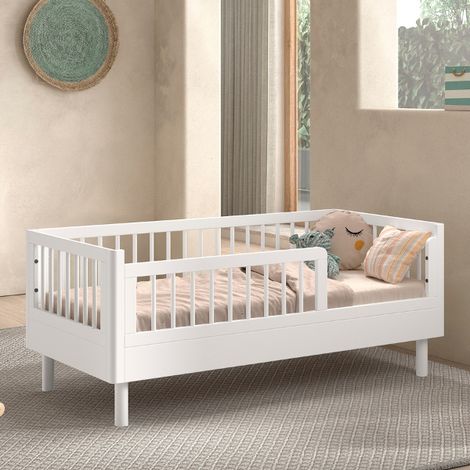 Lit junior Forrest 70x140cm - bois de hêtre massif - blanc (1/3)