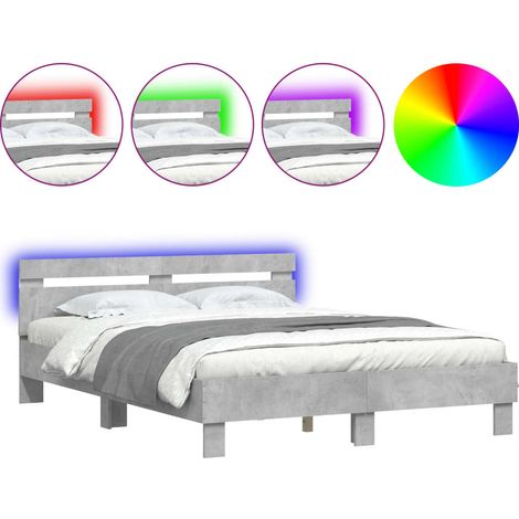 Maison Exclusive - Estructura de cama cabecero y luces LED gris h