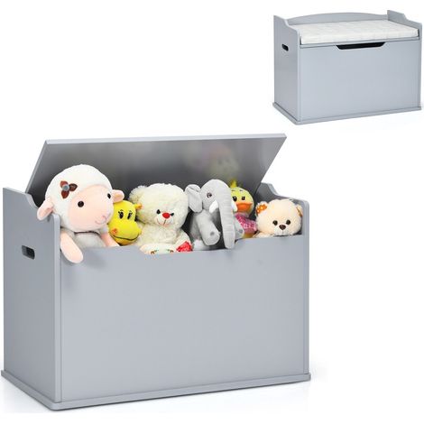 2-in-1 Modern Flip-top Storage Chest Wooden Storage Organizer Bench Toy Box Unit (1/5)