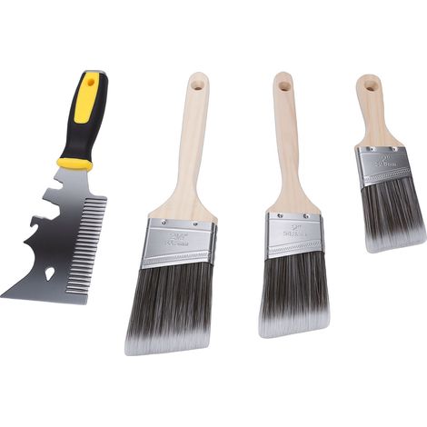 Abgewinkelte Pinsel mit Farbkamm, 2 Zoll und 2,5 Zoll, kurze und lange Griffe, Pinsel für Malprojekte (1/5)